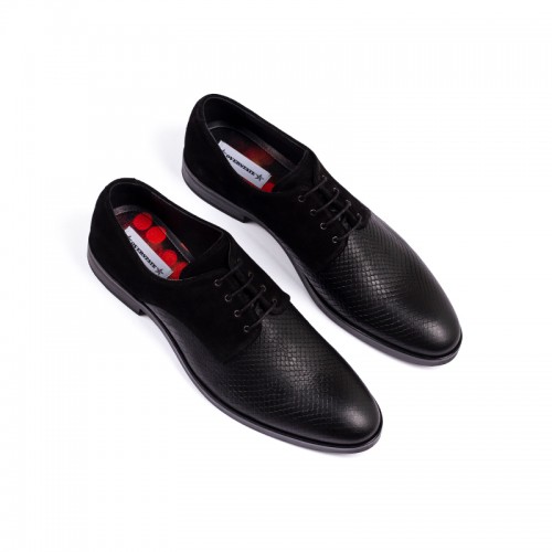 ZAPATOS FORMALES  PARA CABALLERO CON DETALLE COMBINACIÓN CUERO Y CUERO GAMUZA